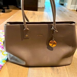 Authentic Taupe Large Leather Bag